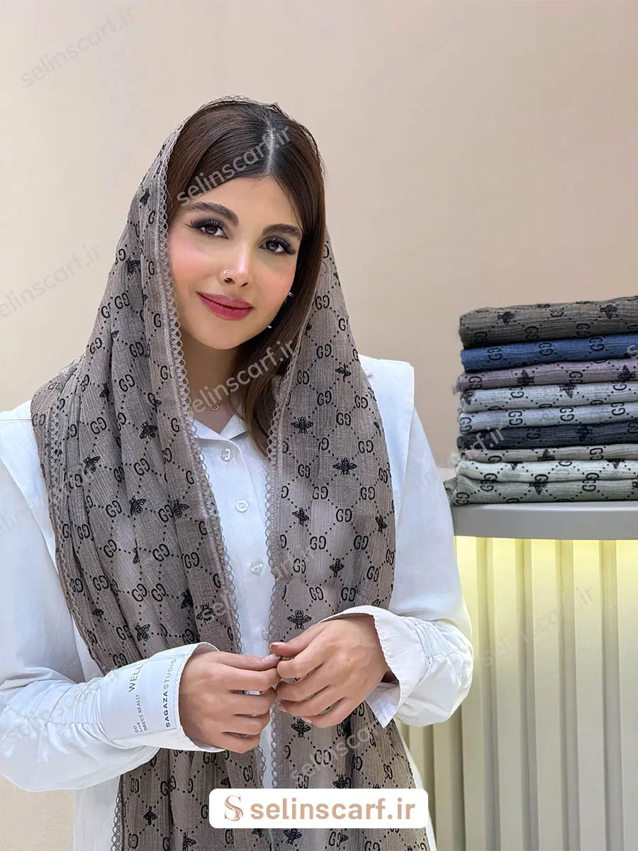 شال نخ حریر پلیسه bee