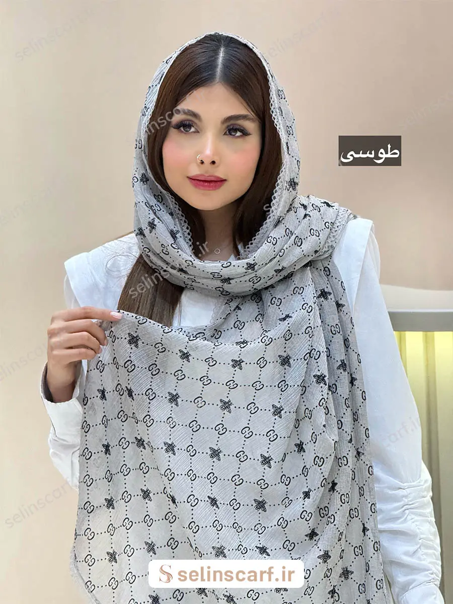 شال نخ حریر پلیسه bee