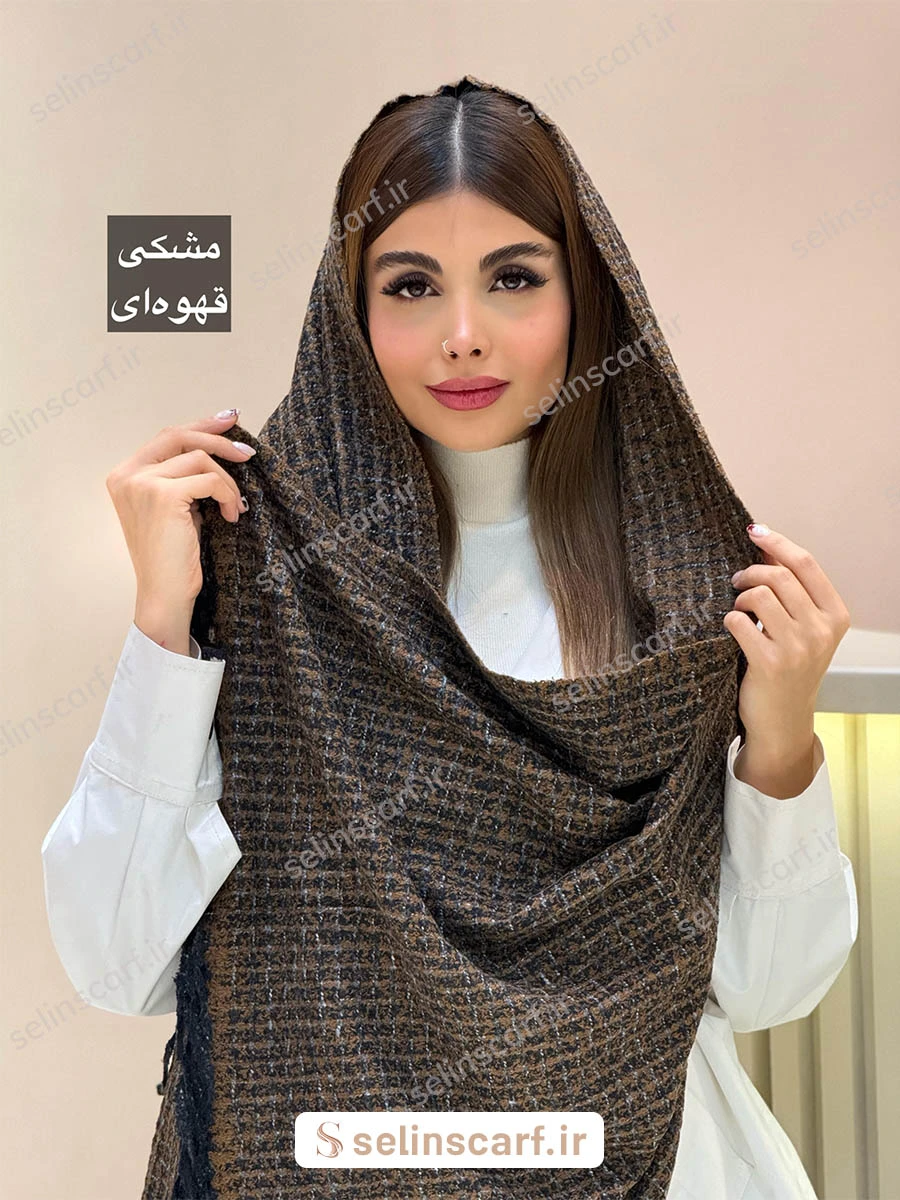 شال موهر “Anill” پترن چهارخونه ریز