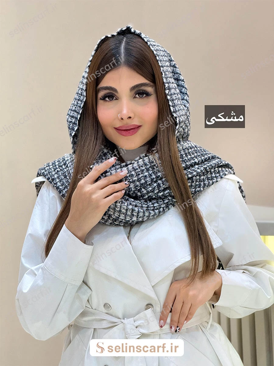 شال موهر “Anill” پترن چهارخونه ریز